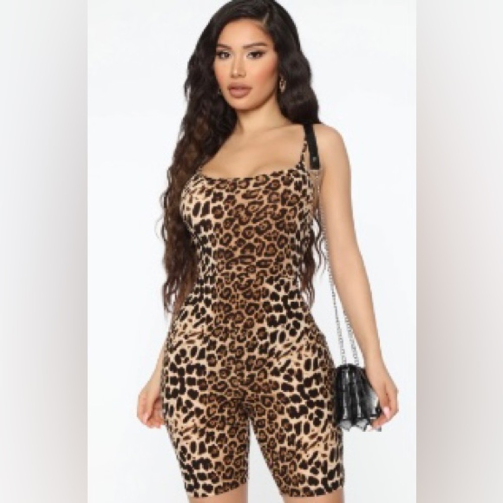 Never Trust A Cheetah Romper Brown/combo Fashion Nova